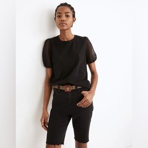 Madewell striped sheer-sleeve knit top